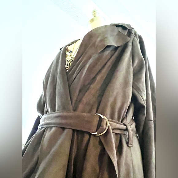 NWT L Brown Trench Coat - Picture 6 of 9